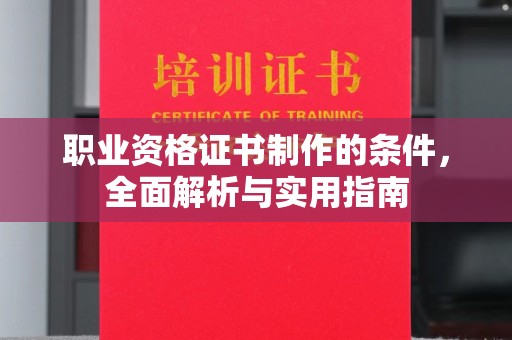 厦门职业资格证书制作的条件，全面解析与实用指南